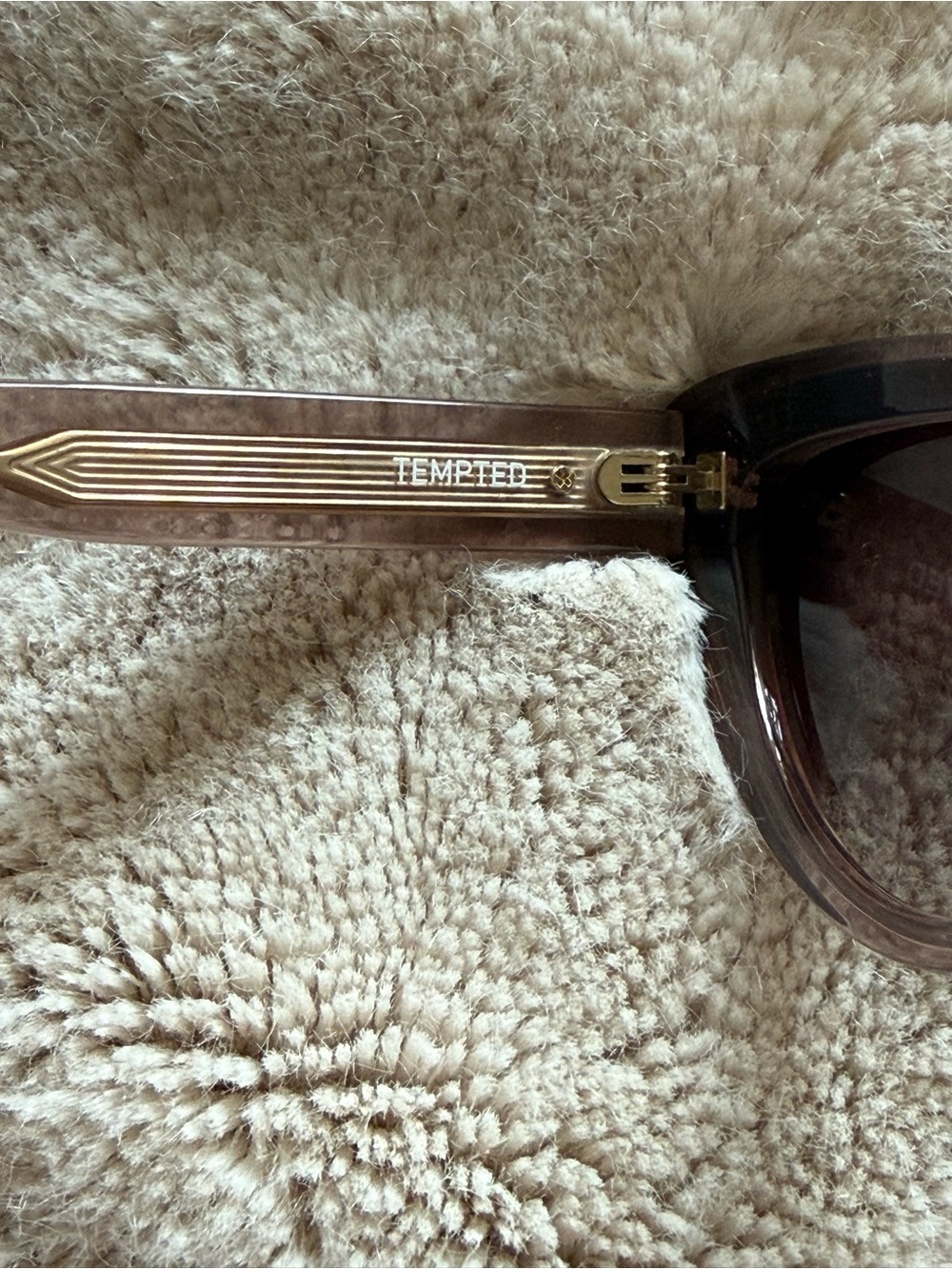 Quay Australia Cat Eye Sunglasses - Tempted Brown rose tone Translucent Frame - Picture 5 of 7